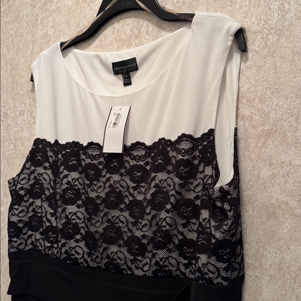 NWT BLACK LAYERED DRESS WITH WHITE & BLACK BODICE - Picture 13 of 13